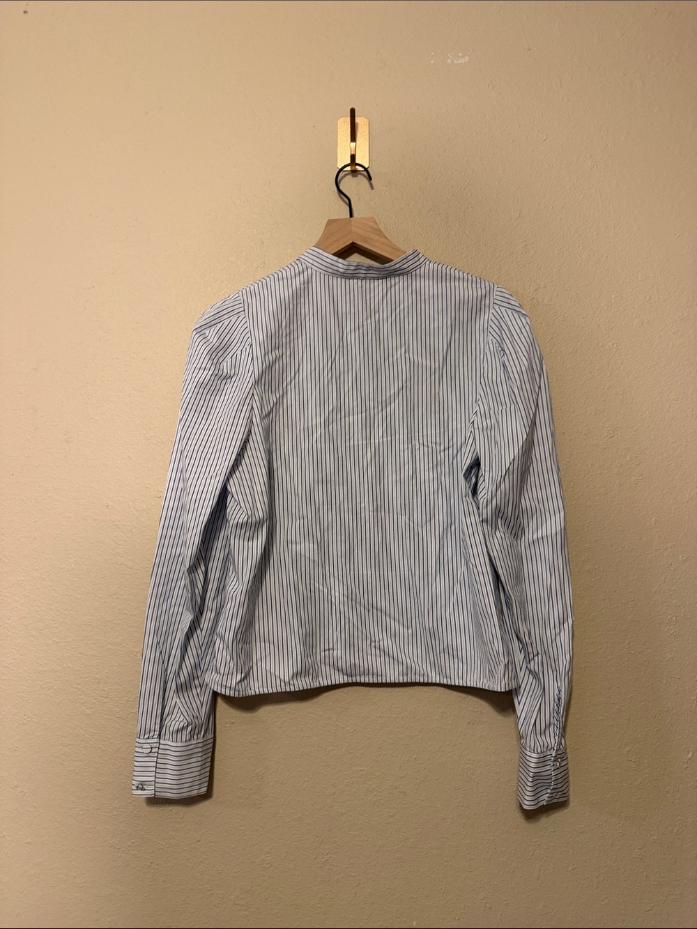 Madewell Puff Sleeve Button Up Shirt Hydrangea Blue White Stripe Top Size Medium - Picture 7 of 8